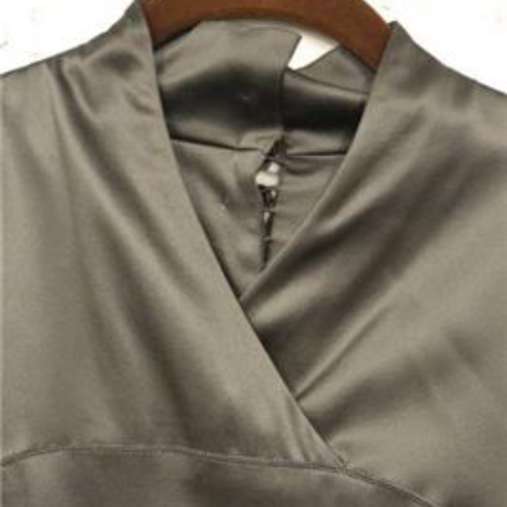 RICHARD TYLER Bronze Heavy Silk Mandarin Gown * 10